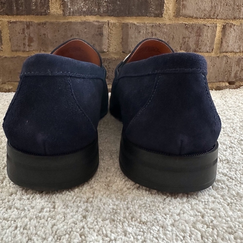 Stacy Adams Palladian Navy Blue Suede Leather Moc Toe Slip On Loafer - Picture 3 of 12